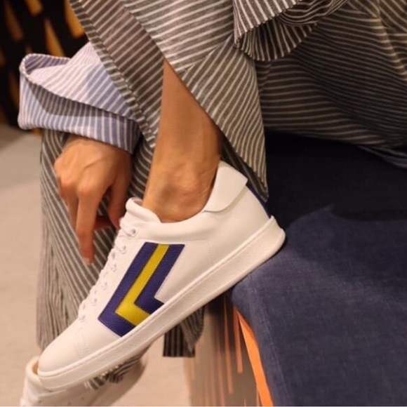 Valextra Super 3 Striped Leather Trainers Size 38 - Picture 2 of 9